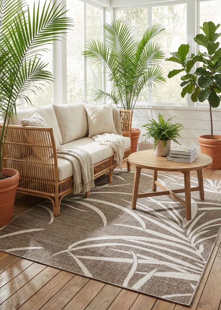 7' x 10' Easy-Clean Botanical Indoor / Outdoor Rug