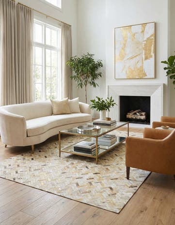 5' x 8' 2 Cowhide Leather Rug