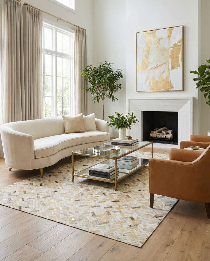 5' x 8' 2 Cowhide Leather Rug