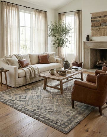 6' 7 x 9' 11 Hand Woven Kilim Maymana Wool Rug