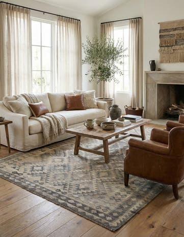 6' 7 x 9' 11 Hand Woven Kilim Maymana Wool Rug