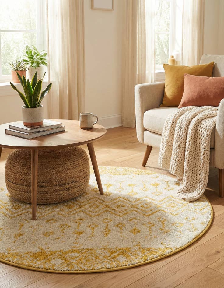 Detail image of  3' x 3' Moroccan Trellis Round Rug