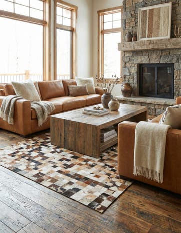 5' x 8' Cowhide Leather Rug