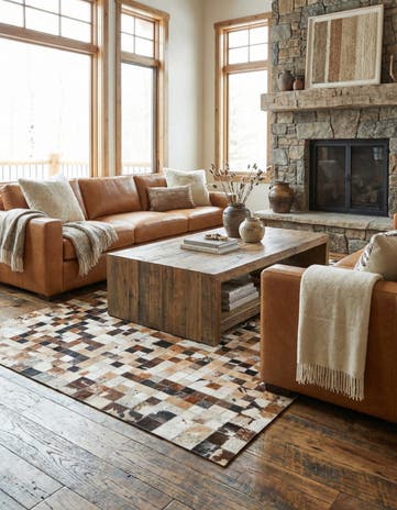 5' x 8' Cowhide Leather Rug