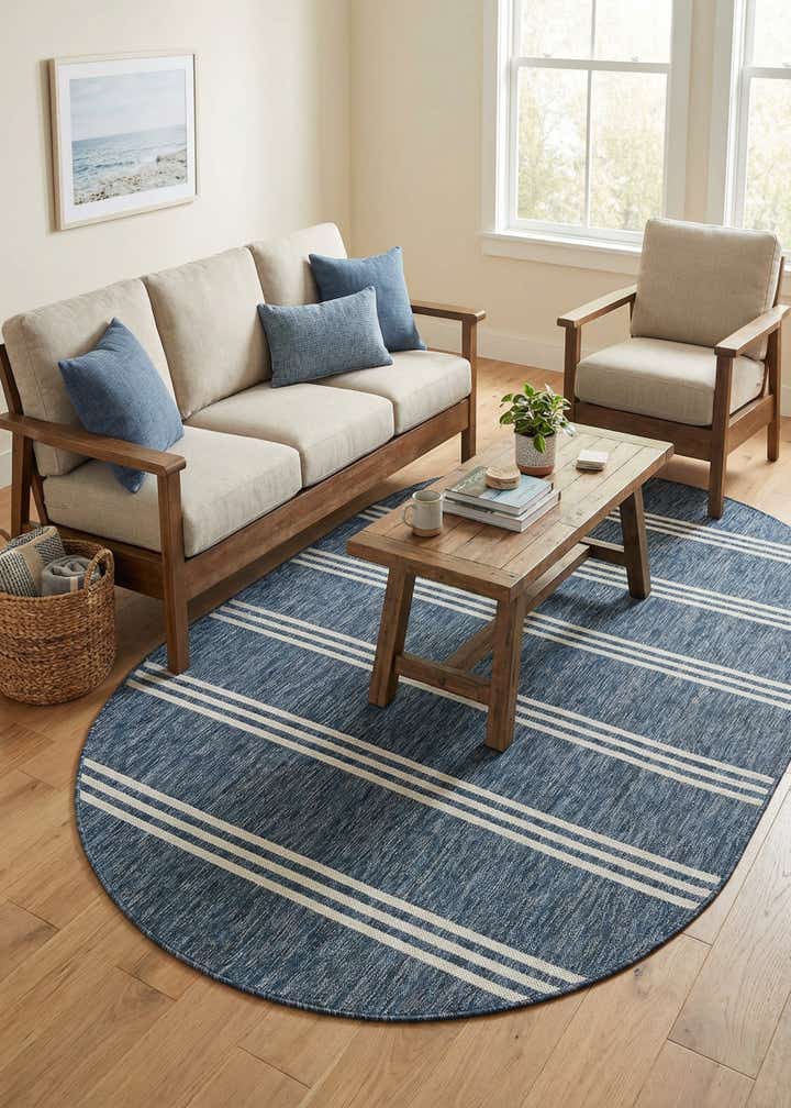5' 3 x 8' Easy-Clean Jill Zarin Anguilla Indoor / Outdoor Oval Rug