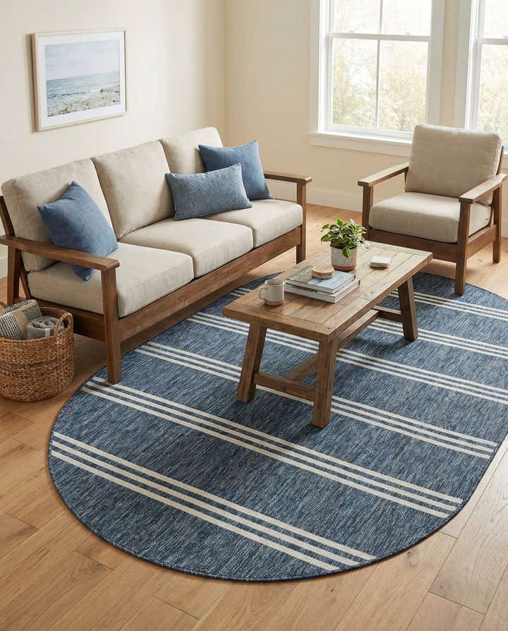 5' 3 x 8' Easy-Clean Jill Zarin Anguilla Indoor / Outdoor Oval Rug