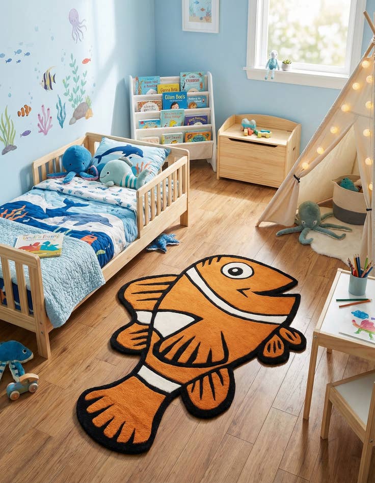 Detail image of  4' 1 x 6' 1 Playtime Kids Wool Freeform Rug