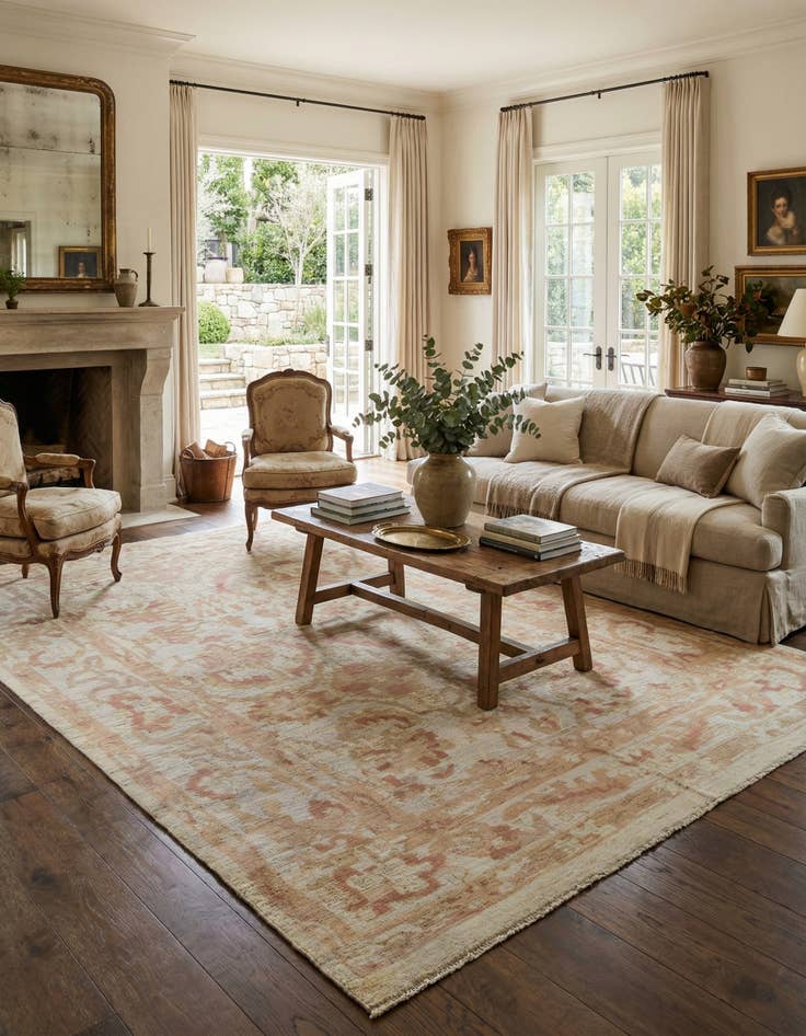 Detail image of 10' 10 x 16' 9  Hand Knotted Oushak Wool Rug