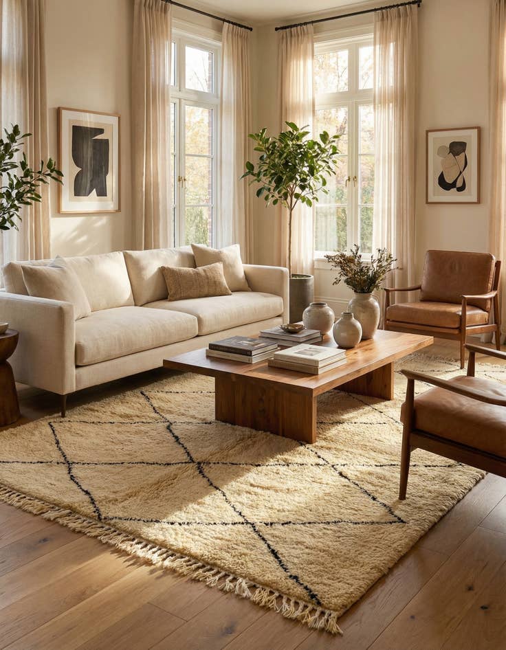 Detail image of 6' 8 x 10' 3  Hand Knotted Moroccan Wool Rug