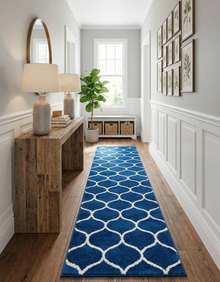 Detail image of 2' x 10' Trellis Frieze Runner Rug