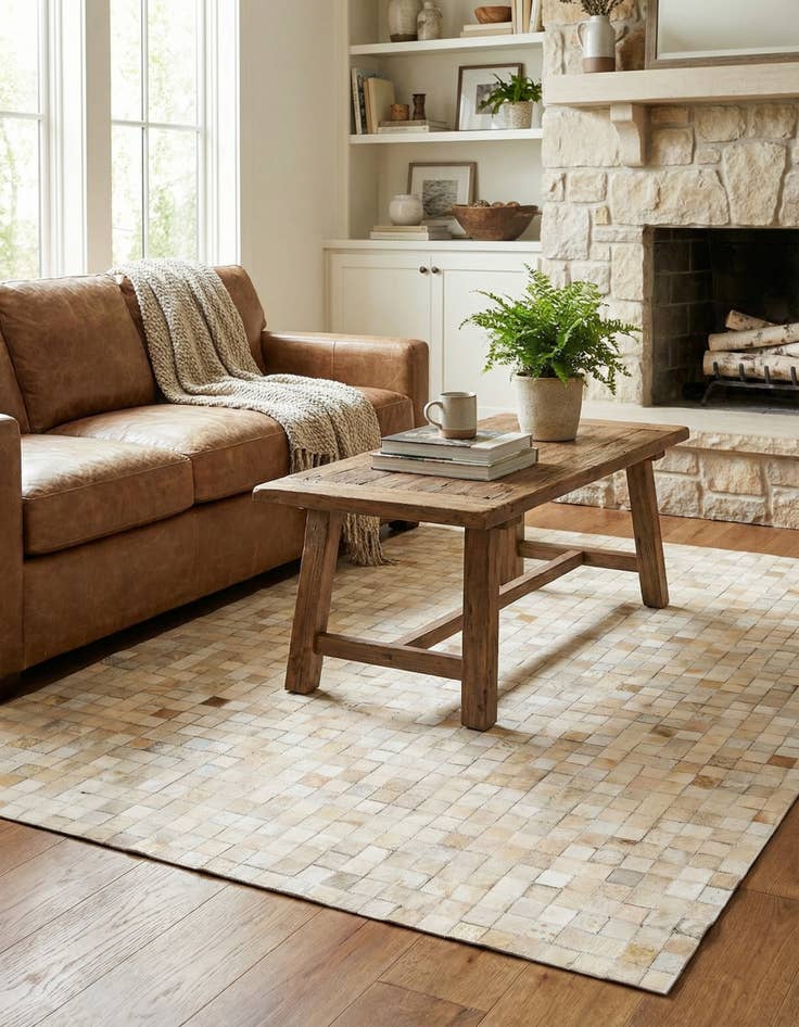 Detail image of 4' x 5' 8 Cowhide Stocks Rug