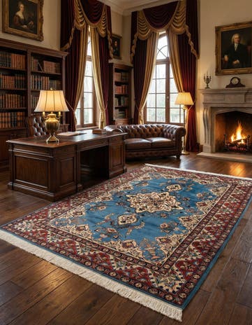 6' 8 x 9' 6 Hand Knotted Kashmar Persian Wool Rug
