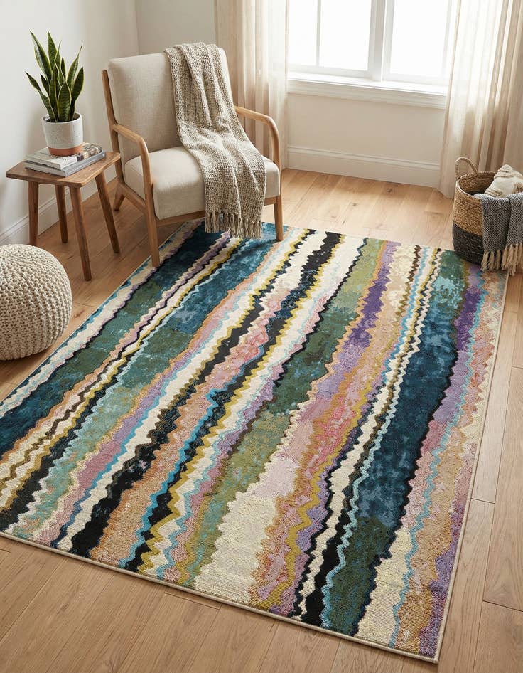 Detail image of  4' x 6'  Washable Modern Indoor / Outdoor Rug