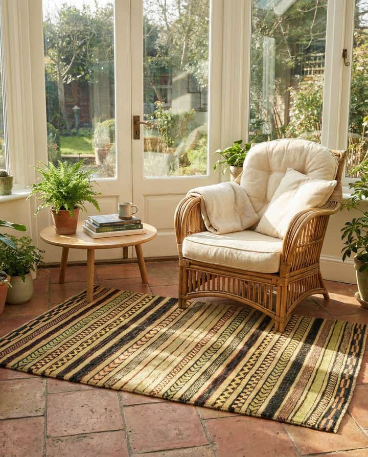 3' 4 x 4' 7 Hand Knotted Modern Ziegler Rug