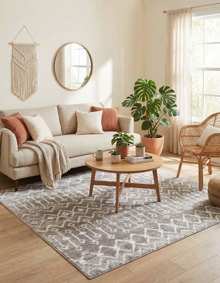 Detail image of  6' x 6' Bohemian Trellis Square Rug