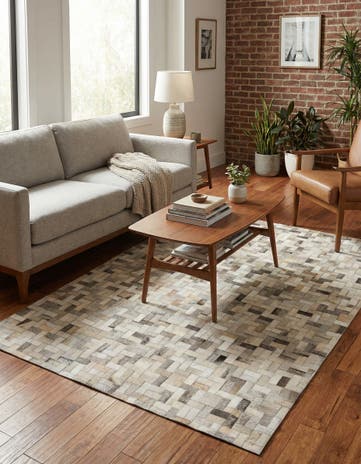 4' 1 x 5' 10 Cowhide Stocks Rug