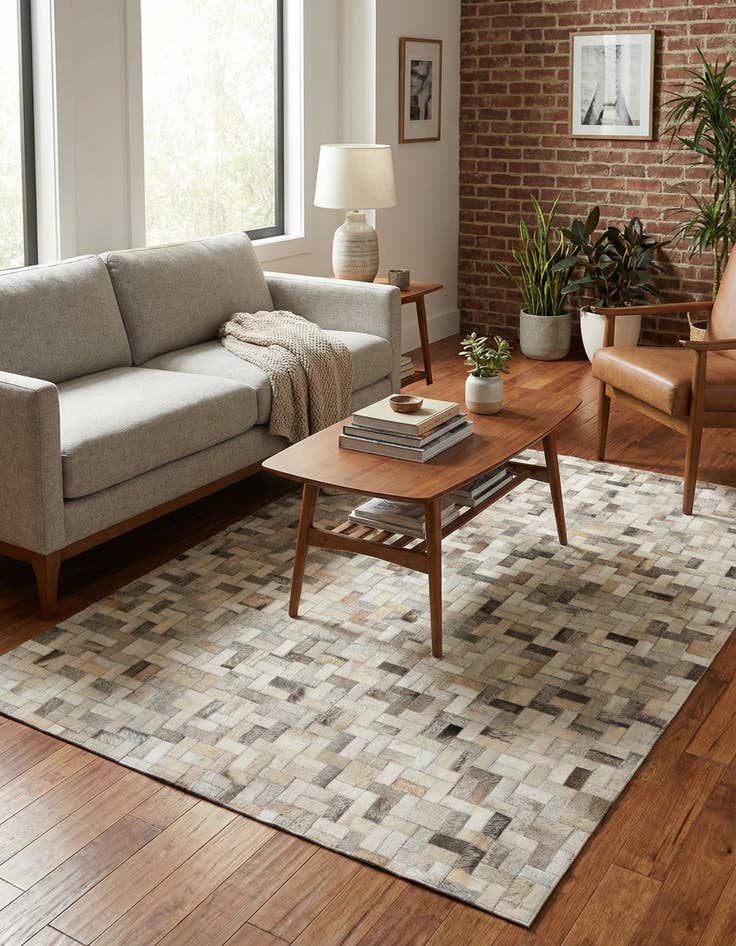 Detail image of  4' 1 x 5' 10 Cowhide Stocks Rug