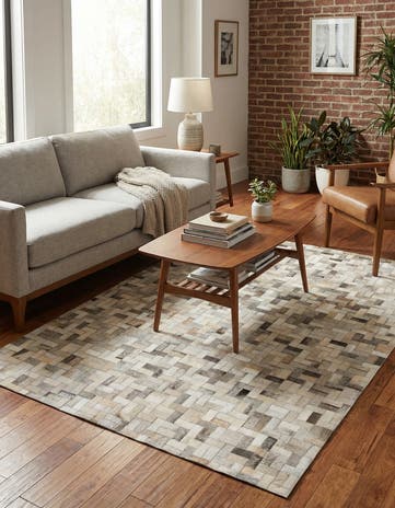 4' 1 x 5' 10 Cowhide Stocks Rug