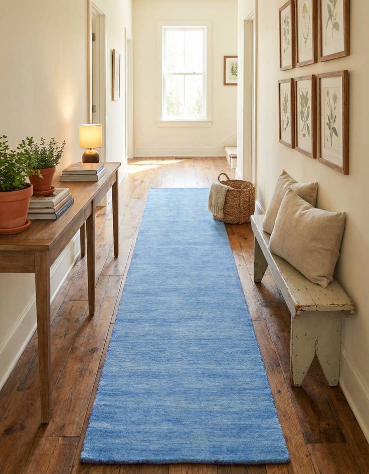 Detail image of  2' 7 x 16' 5  Hand Knotted Solid Gabbeh Wool Runner Rug