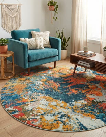 Washable Vivid Round Rug