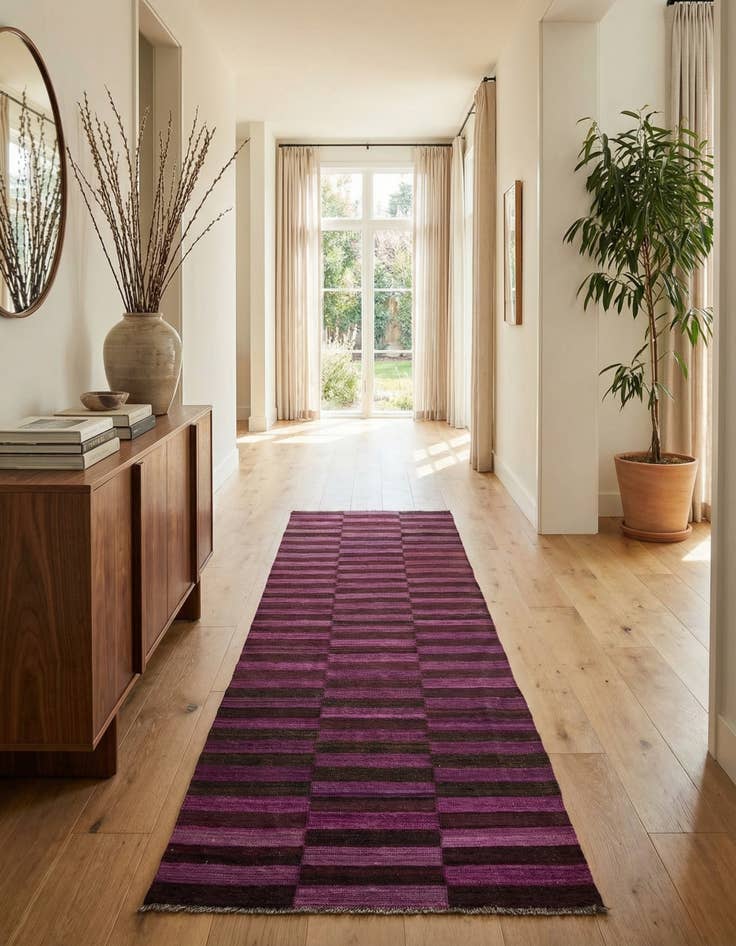 Detail image of 2' 10 x 10'  Hand Woven Kilim Modern Wool Runner Rug