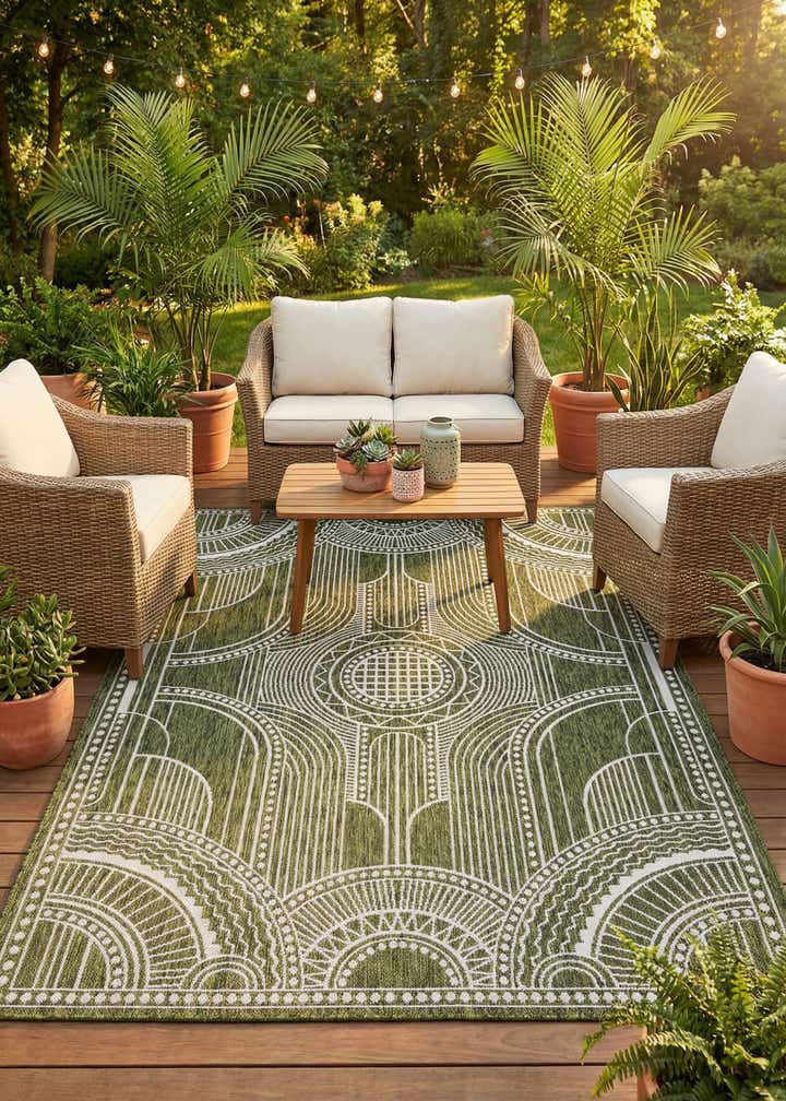 6' x 9' Easy-Clean Traditional Indoor / Outdoor Rug
