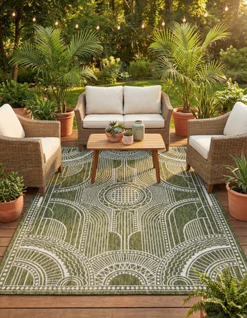 6' x 9' Easy-Clean Traditional Indoor / Outdoor Rug