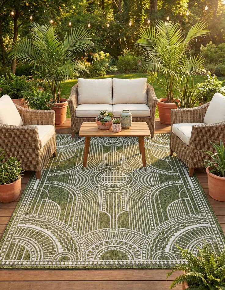 Detail image of 6' x 9'  Washable Traditional Indoor / Outdoor Rug