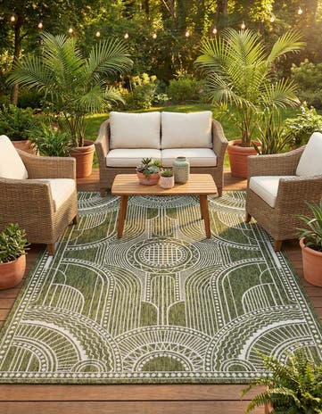 6' x 9' Easy-Clean Traditional Indoor / Outdoor Rug