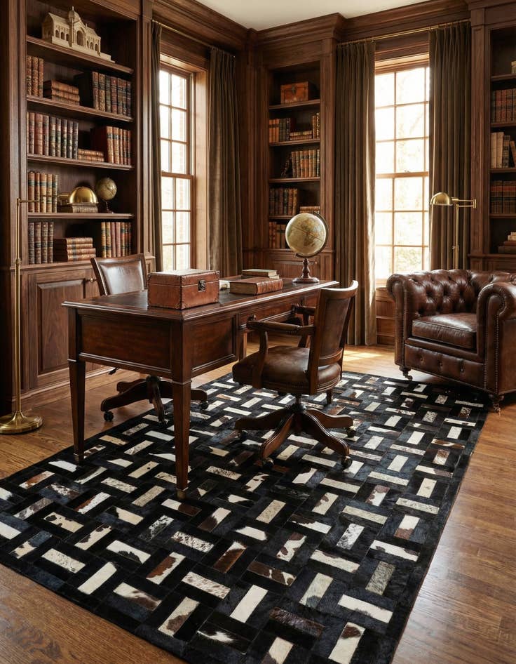 Detail image of  5' 3 x 8' 1 Cowhide - Patchwork Rug