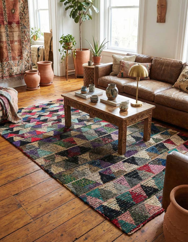 Detail image of  6' 2 x 9' 9  Hand Knotted Moroccan Wool Rug