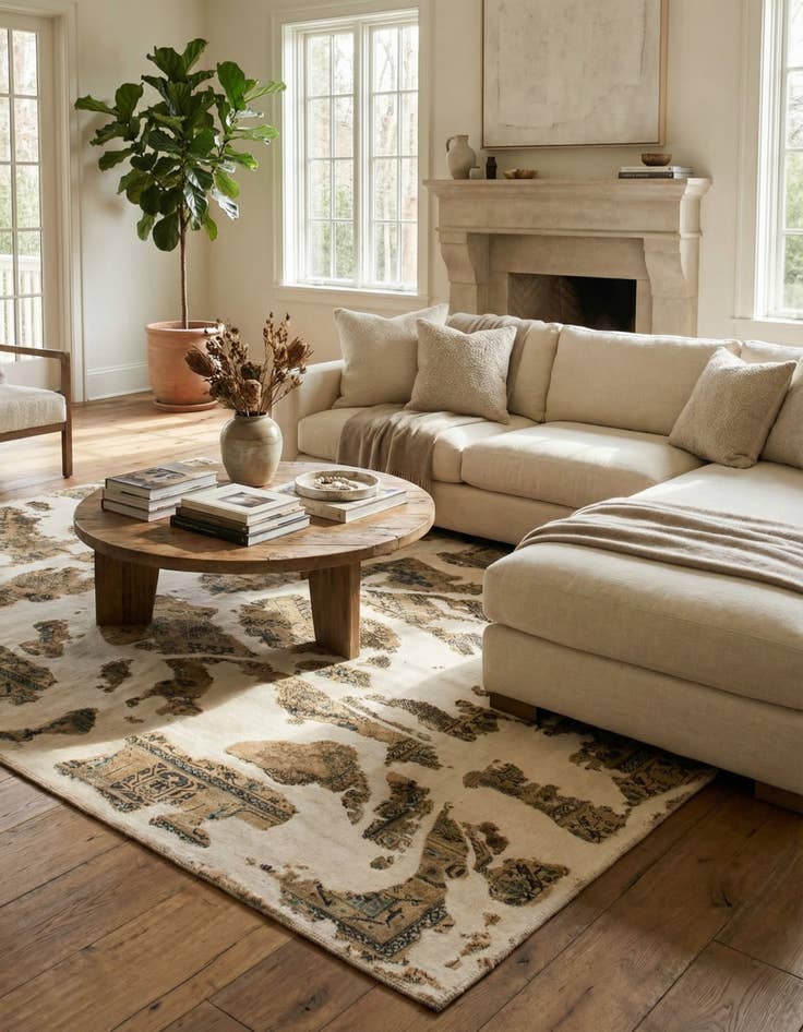 Detail image of 6' 5 x 8' 4  Hand Knotted Ultra Vintage Persian Wool Rug