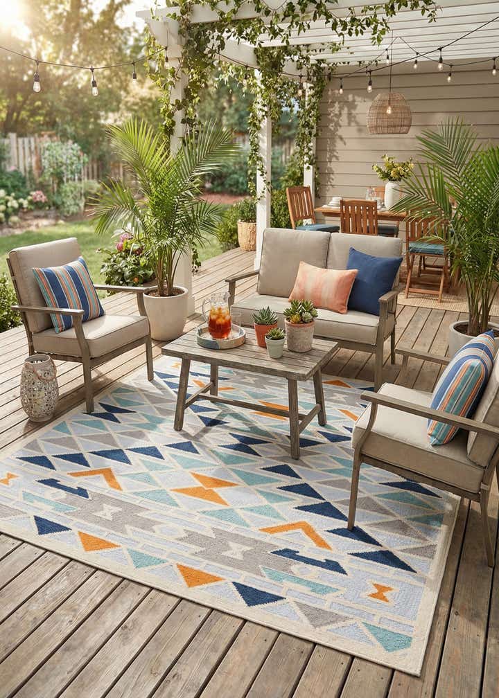 7' 10 x 7' 10 Easy-Clean Aruba Indoor / Outdoor Square Rug