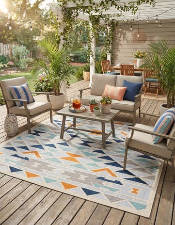 7' 10 x 7' 10 Easy-Clean Aruba Indoor / Outdoor Square Rug