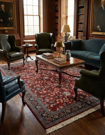 6' 2 x 9' 1 Hand Knotted Farahan Oriental Wool Rug