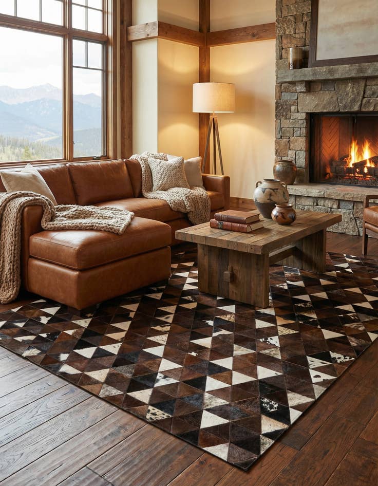 Detail image of 5' x 8' 1 Cowhide Stocks Rug