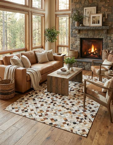 5' x 8' Cowhide Leather Rug