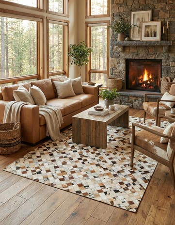 5' x 8' Cowhide Leather Rug