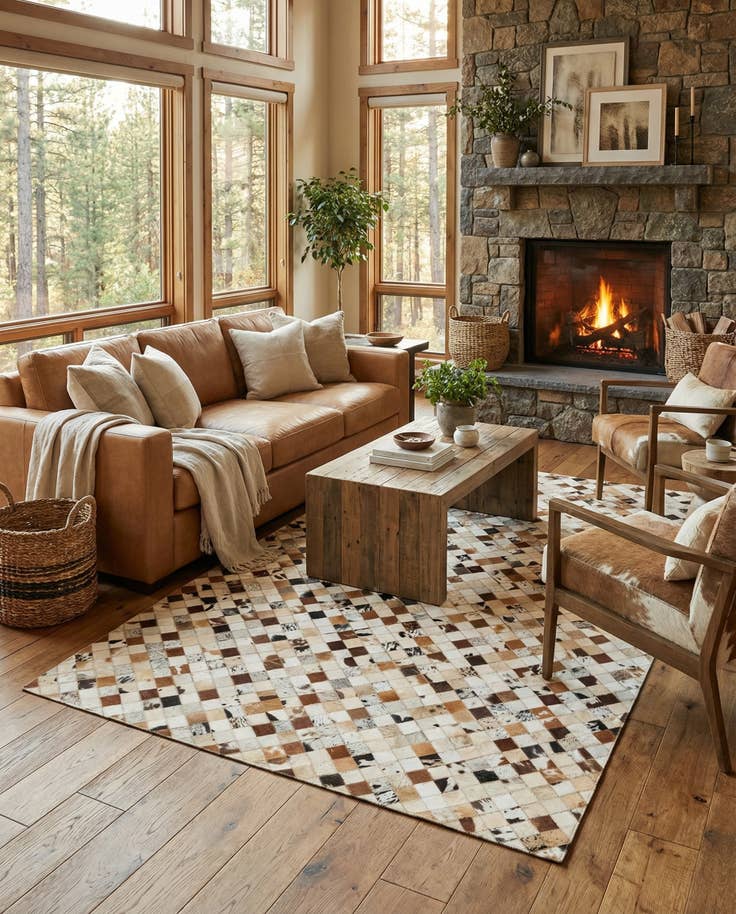 Detail image of 5' x 8' Cowhide Leather Rug