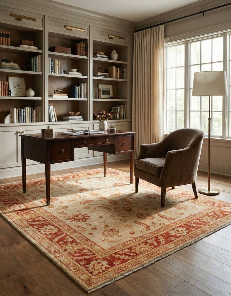 Detail image of 5' 7 x 8' Hand Knotted Peshawar Ziegler Rug