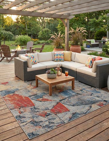 Easy-Clean Modern Indoor / Outdoor Square Rug