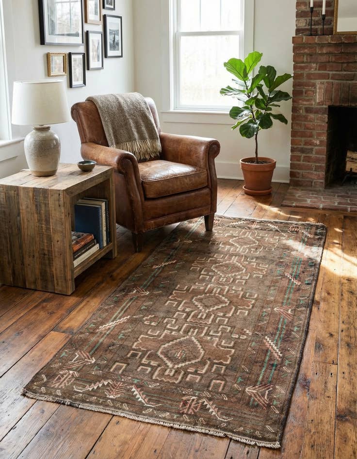 Detail image of 3' 2 x 6' 4  Hand Knotted Ultra Vintage Persian Wool Runner Rug