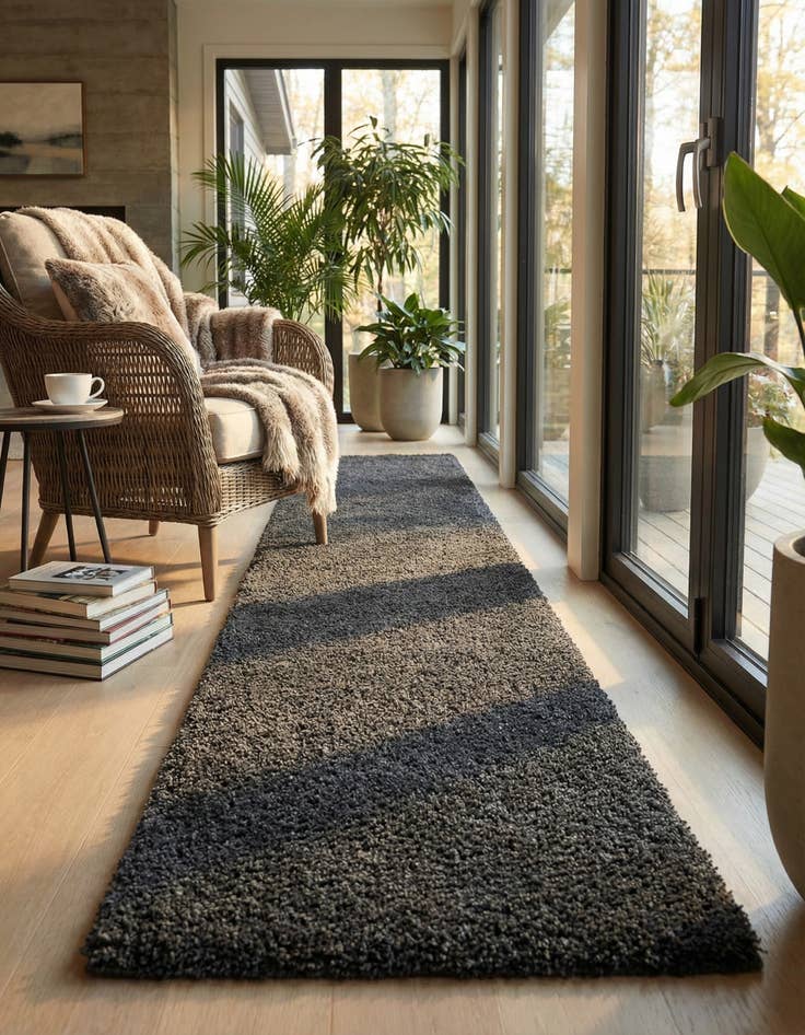 Detail image of  2' 7 x 19' 8 Solid Shag Runner Rug