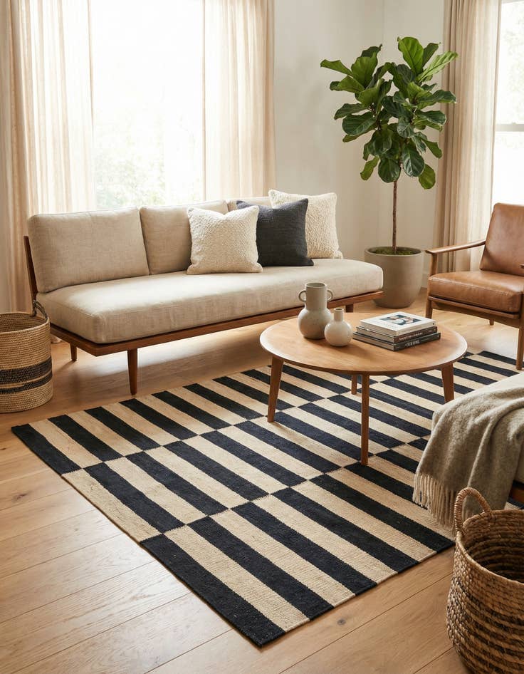 Detail image of 3' 4 x 4' 11  Hand Woven Kilim Modern Wool Rug