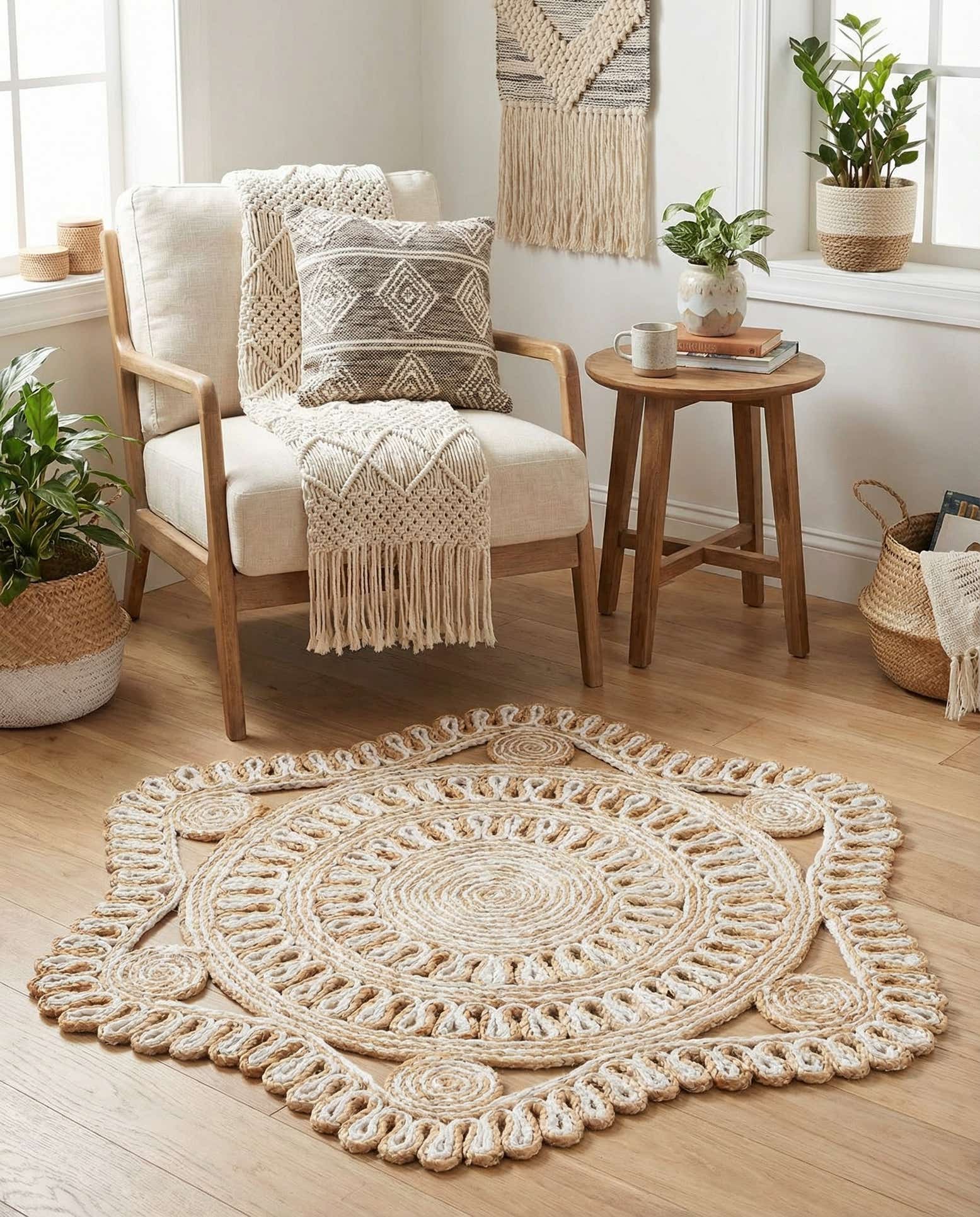 3' 1 x 3' 1 Handmade Braided Jute Round Rug