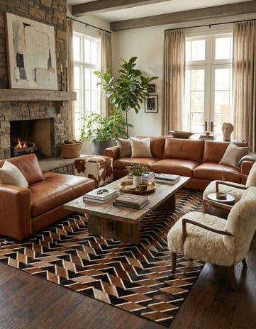 5' 1 x 8' Cowhide - Patchwork Rug