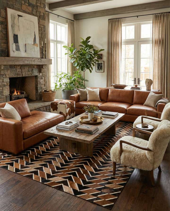 5' 1 x 8' Cowhide - Patchwork Rug