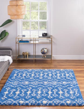 5' 3 x 5' 3 Moroccan Trellis Shag Square Rug