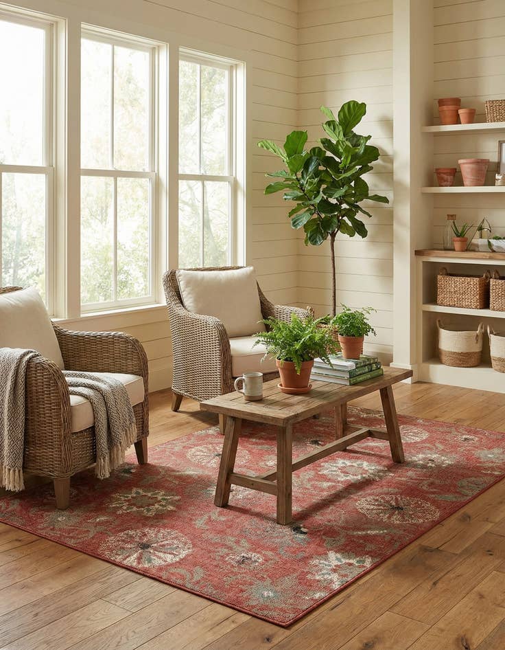 Detail image of  6' x 9'  Washable Botanical Indoor / Outdoor Rug