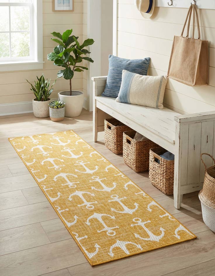 Detail image of 2' x 6'  Washable Coastal Indoor / Outdoor Runner Rug
